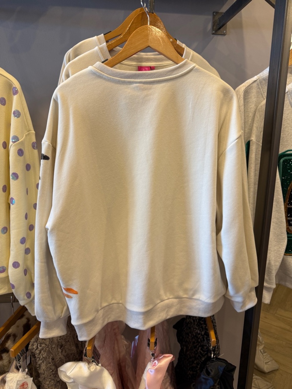 QUEEN OF SPARKLES Beige Stork & Bundle Sweatshirt - Picture 3 of 3